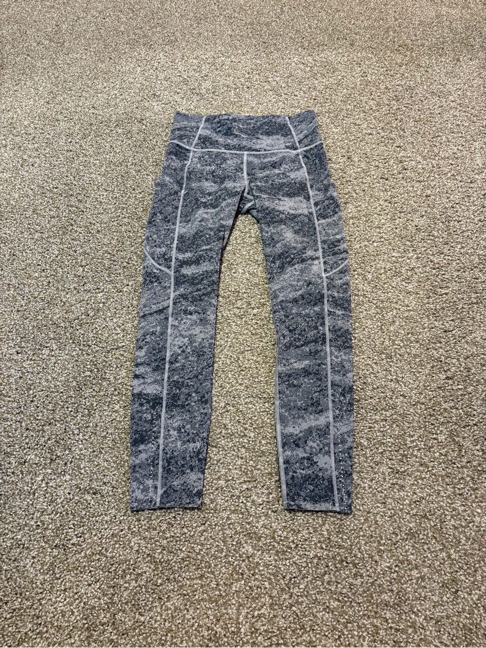 lululemon athletica Gray Marbled High-Rise Leggings with Contrast Seams